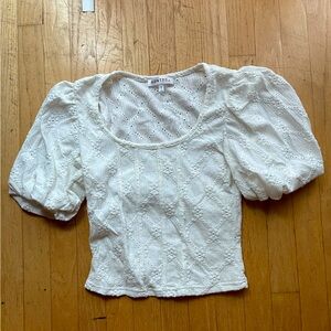 White top with puff sleeves